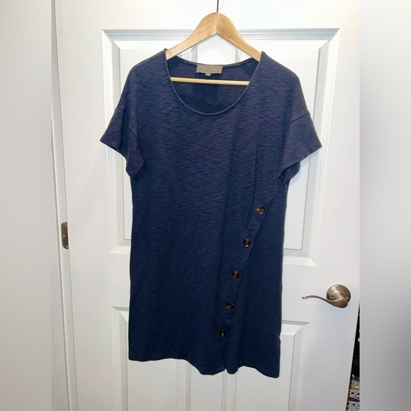 Anthropologie Sunday In Brooklyn Size M Navy Blue Knee Length dress w/‎ buttons - Picture 1 of 7